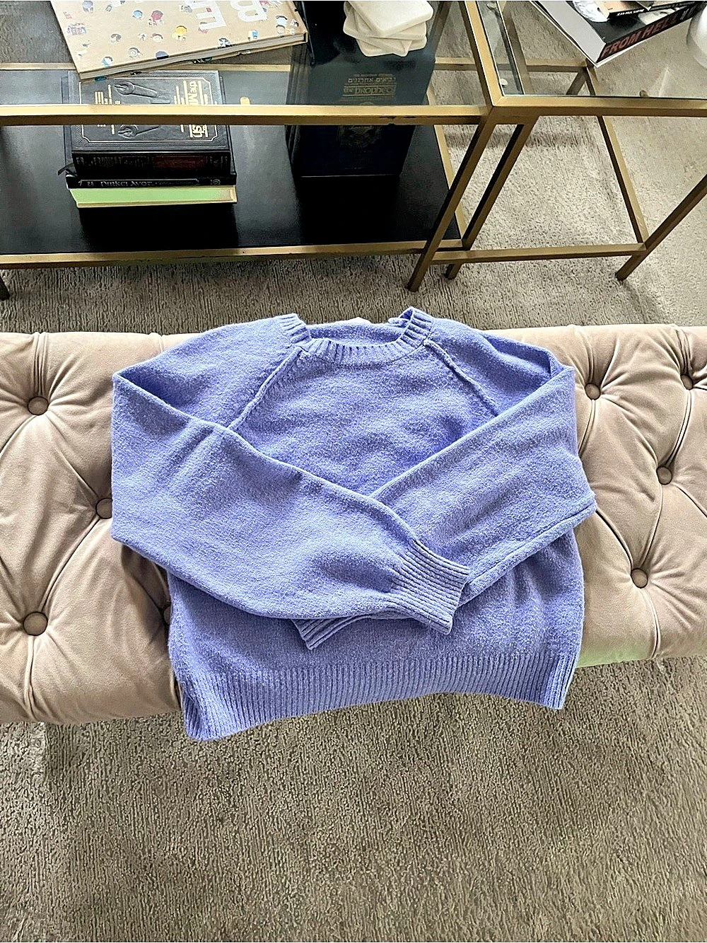 Double Zero Lavender Fuzzy Sweater V-Neck Purple Medium